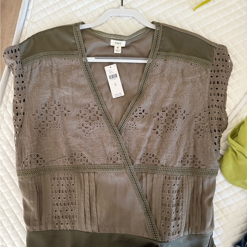 Anthropologie Olive and Taupe Blouse